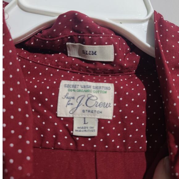 J. Crew Slim Secret Wash Organic Cotton Button Shirt Large Red - Picture 3 of 4